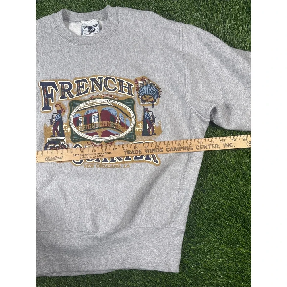 VTG 90s New Orleans French Quarter Jazz Sweatshirt Sz M Crewneck LEE Cross Grain
